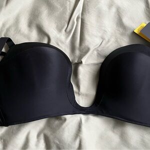 Wonderbra Ultimate Plunge Push Up Black Strapless Bra - 32G